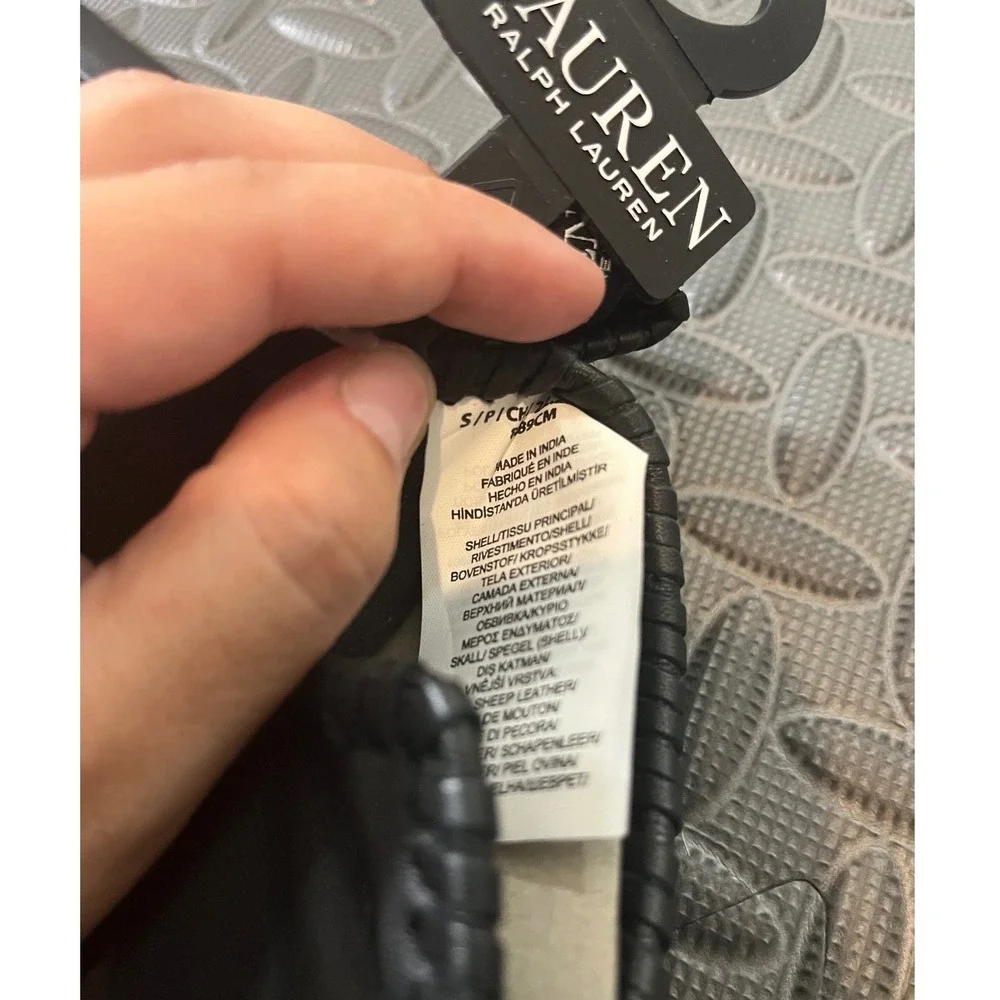 NWT Lauren Ralph Lauren Women's Leather Touchscreen 100% Sheep Gloves